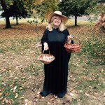 Jo-Anne Wilson handing out candy at Trick-or-Treats at the Manor.