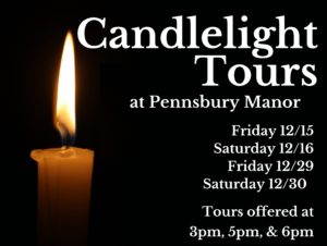 A lit candle with the description "candlelight tours"