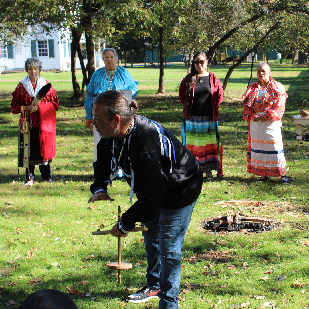 Lenape tribal members present on cultural fire preparation