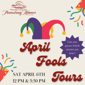 April Fools Tour poster with a jester hat