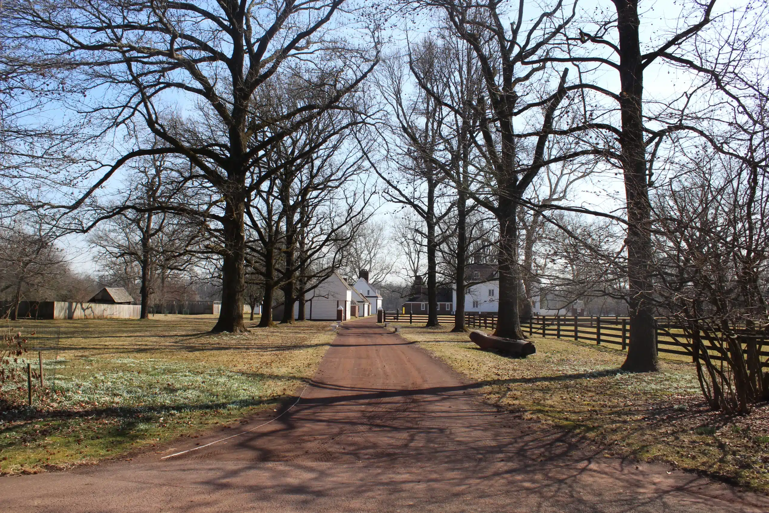 Red dirt path leading to the Manor house