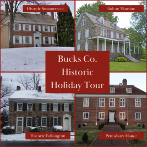 Heading (5) 4 historic houses in the winter time in Lower Bucks County